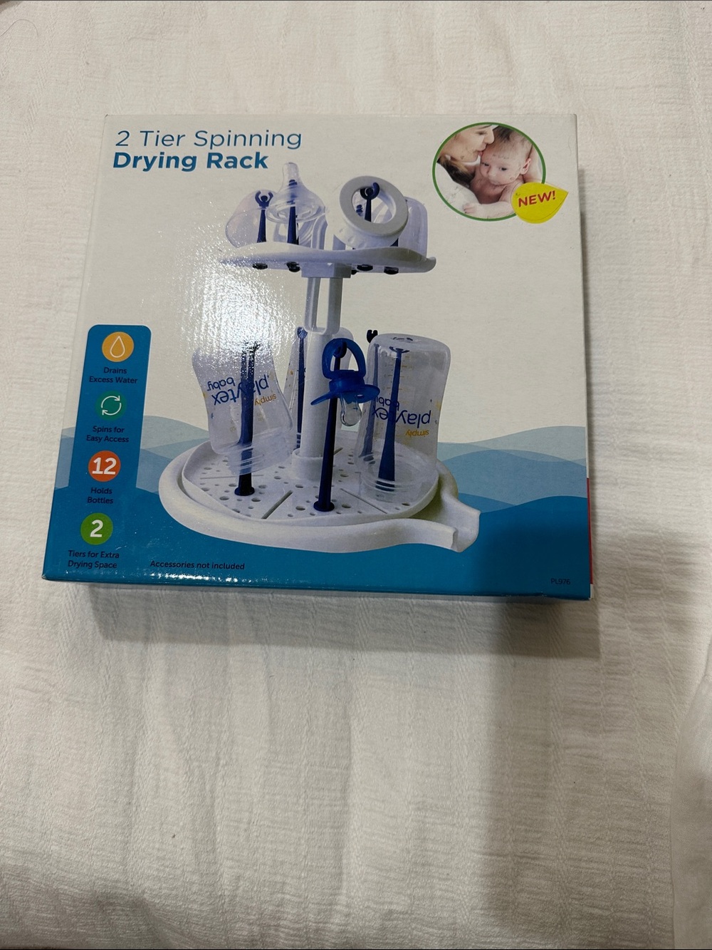 Brand new unopened 2 Tier Spinning Drying Rack for Baby Bottles - Blue/White